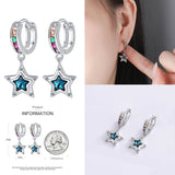 925 Silver Hoop Earrings Diamond Love Heart Lock Peach Heart Earrings