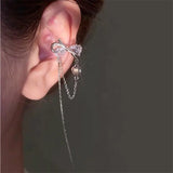 Bone Clip Ear Hook CZ Bow Shape Earrings