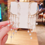 Earrings Women Bone Clip Created Pearls Long Fringe Fine Jewelry