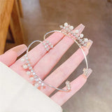Bone Clip Earrings with Cubic Zirconia and Created Pearls