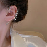 Bone Clip Earrings with Cubic Zirconia and Created Pearls