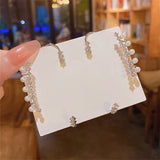 Bone Clip Earrings with Cubic Zirconia and Created Pearls