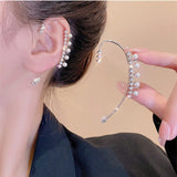 Bone Clip Earrings with Cubic Zirconia and Created Pearls