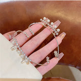 Bone Clip Earrings with Cubic Zirconia and Created Pearls