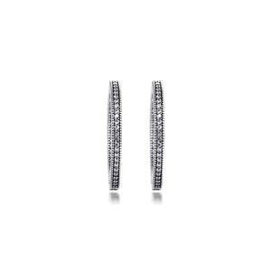 925 Silver Clear CZ Hearts Hoop Earrings Fine Jewelry