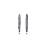 925 Silver Clear CZ Hearts Hoop Earrings Fine Jewelry