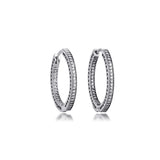 925 Silver Clear CZ Hearts Hoop Earrings Fine Jewelry