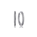 925 Silver Clear CZ Hearts Hoop Earrings Fine Jewelry