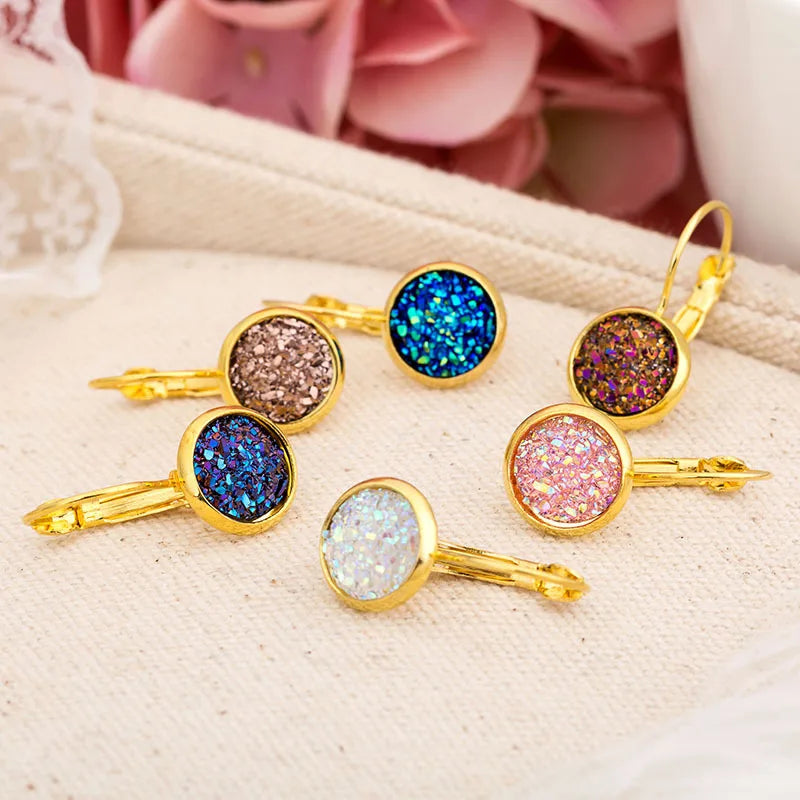 Multicolored Resin Cluster Stone Earrings for Women