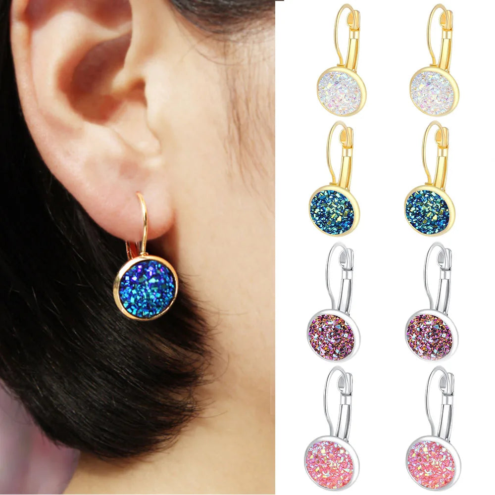 Multicolored Resin Cluster Stone Earrings for Women
