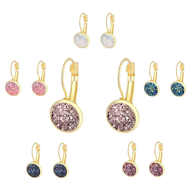 Multicolored Resin Cluster Stone Earrings for Women