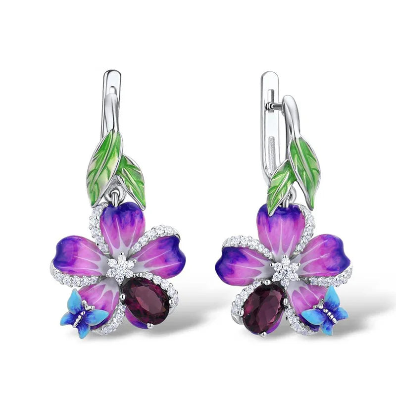 High-Quality Zircon Enamel Butterfly Zircon Earrings