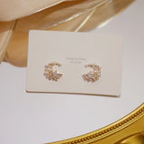Moon Pearl Zircon Star Stud Earrings 14k Plated Pendant Jewelry