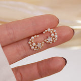 Moon Pearl Zircon Star Stud Earrings 14k Plated Pendant Jewelry