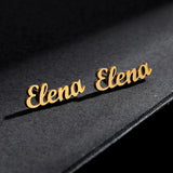 Personalized Name Earrings Customize Initial Cursive Nameplate Stud Earring