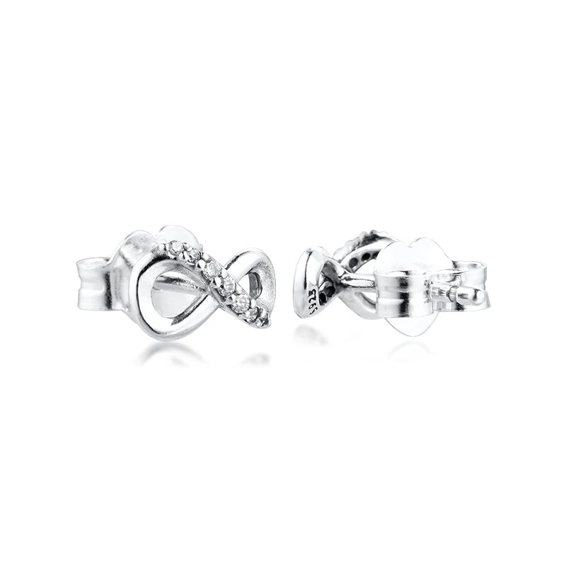 Sparkling Infinity Stud Earrings Clear Crystals for Women