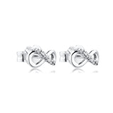 Sparkling Infinity Stud Earrings Clear Crystals for Women