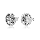 Tree of Life Crystal Stud Earrings in Sterling Silver