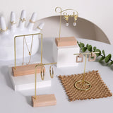 Earrings Necklace Ring Holder Display Stand Wooden Base Retail Decor
