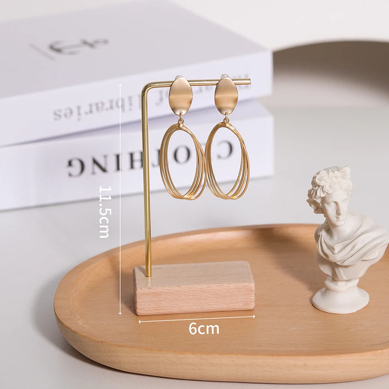 Earrings Necklace Ring Holder Display Stand Wooden Base Retail Decor