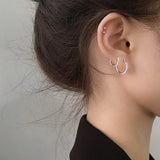 925 Sterling Silver Circle Ear Buckle Earrings for Women