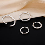 925 Sterling Silver Circle Ear Buckle Earrings for Women
