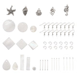 Earrings Jewelry Making Kit Glass Pearl Beads Geometric Shell Charms