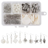 Earrings Jewelry Making Kit Glass Pearl Beads Geometric Shell Charms