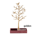 Metal Tree-shaped Earrings Jewelry Rack with Box Base