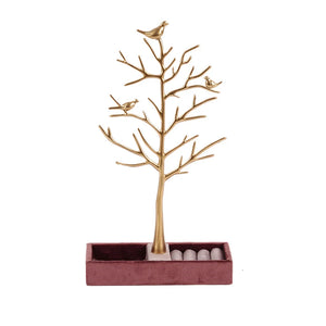 Metal Tree-shaped Earrings Jewelry Rack with Box Base