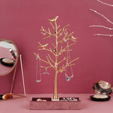 Metal Tree-shaped Earrings Jewelry Rack with Box Base