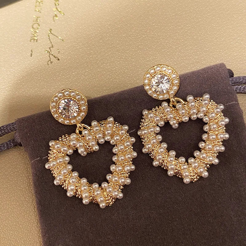 Rhinestone Round Earrings Vintage Jewelry for Woman