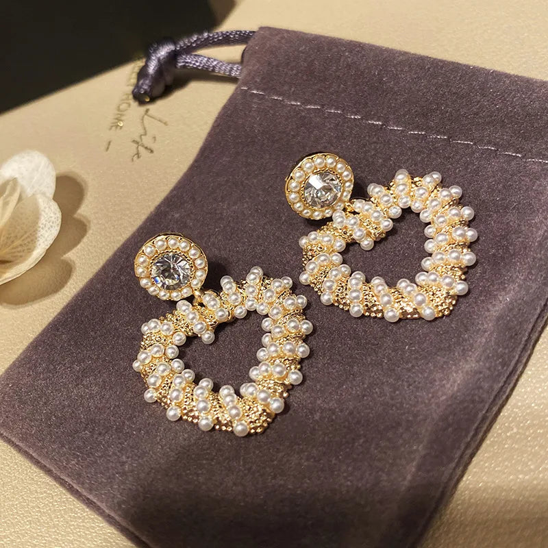 Rhinestone Round Earrings Vintage Jewelry for Woman