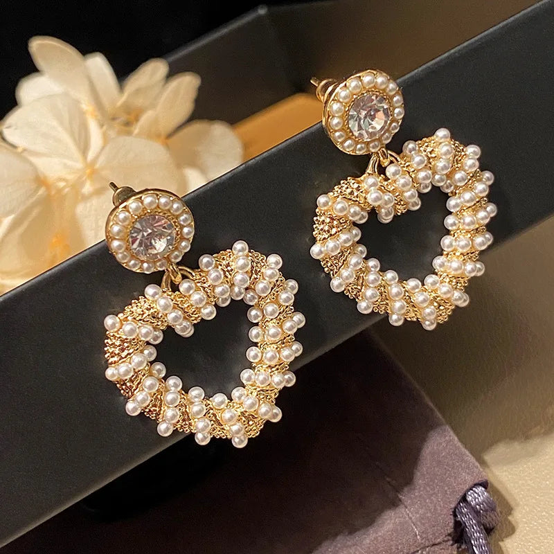 Rhinestone Round Earrings Vintage Jewelry for Woman