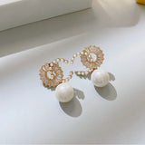C-Shaped Pearl Rhinestone Earrings Crystal Pendant
