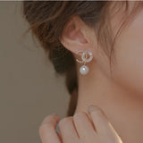 C-Shaped Pearl Rhinestone Earrings Crystal Pendant