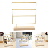 Earrings Organizer 3 Tiers Metal Stand Wooden Base