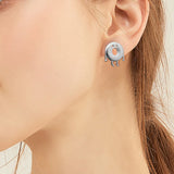 S925 Sterling Silver Donut Dangle Earrings for Women