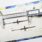 925 Silver Richly Ornamented Sword Earrings