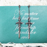 925 Silver Richly Ornamented Sword Earrings