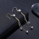 S925 Square Dangle Earrings Crystal Drop 925 Silver Jewelry