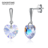 Heart Stud Earrings Crystal Silver Jewelry