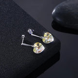 Heart Stud Earrings Crystal Silver Jewelry