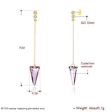 Purple Crystal Triangle Dangle Earrings 925 Silver
