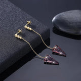 Purple Crystal Triangle Dangle Earrings 925 Silver