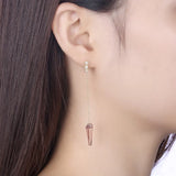 Purple Crystal Triangle Dangle Earrings 925 Silver