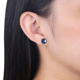 S925 Silver Round Stud Earrings Purple Crystal Sparkling Jewelry