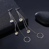 Crystal Tassel Dangle Earrings 925 Silver