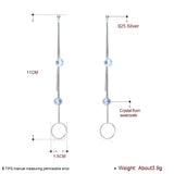 Crystal Tassel Dangle Earrings 925 Silver
