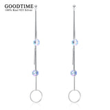 Crystal Tassel Dangle Earrings 925 Silver